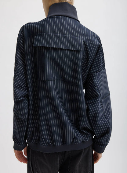 Pinstripe Active Knit Zipper Detailed Track Jacket