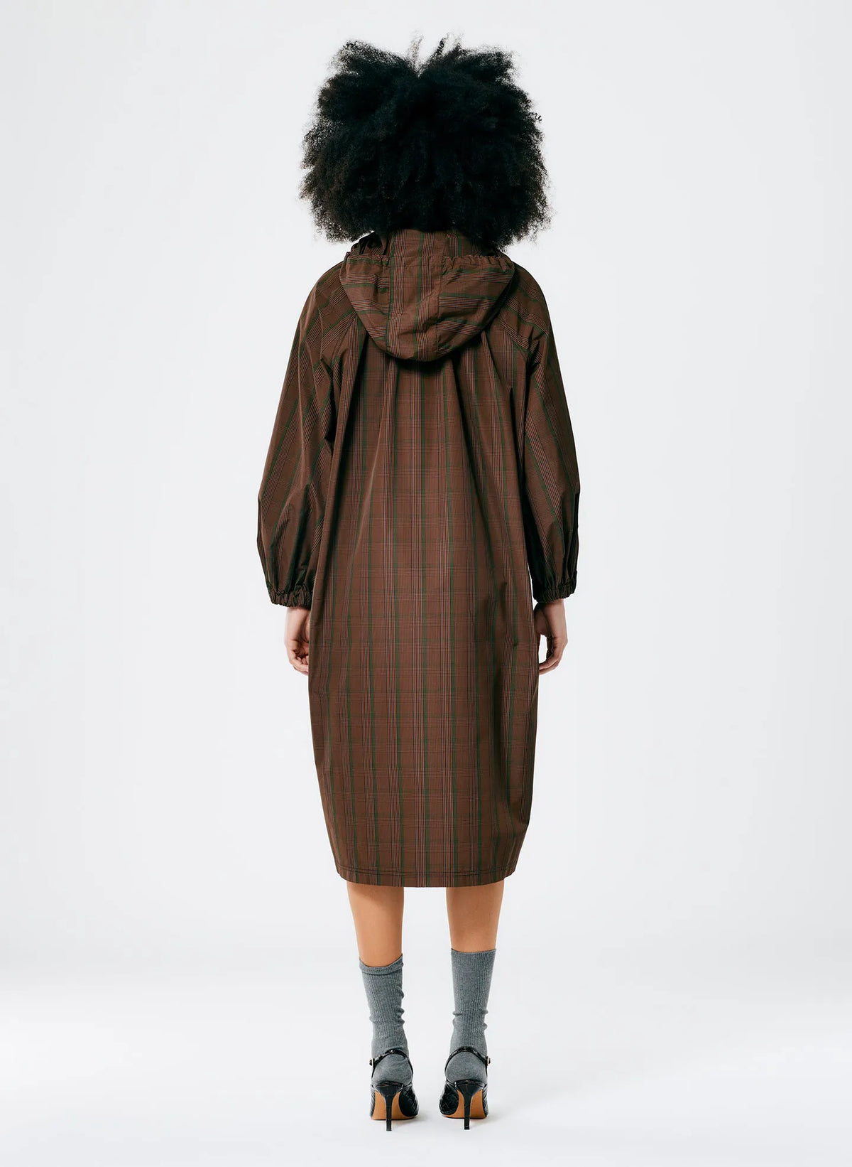 Plaid Tech Poly Long Anorak
