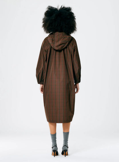 Plaid Tech Poly Long Anorak