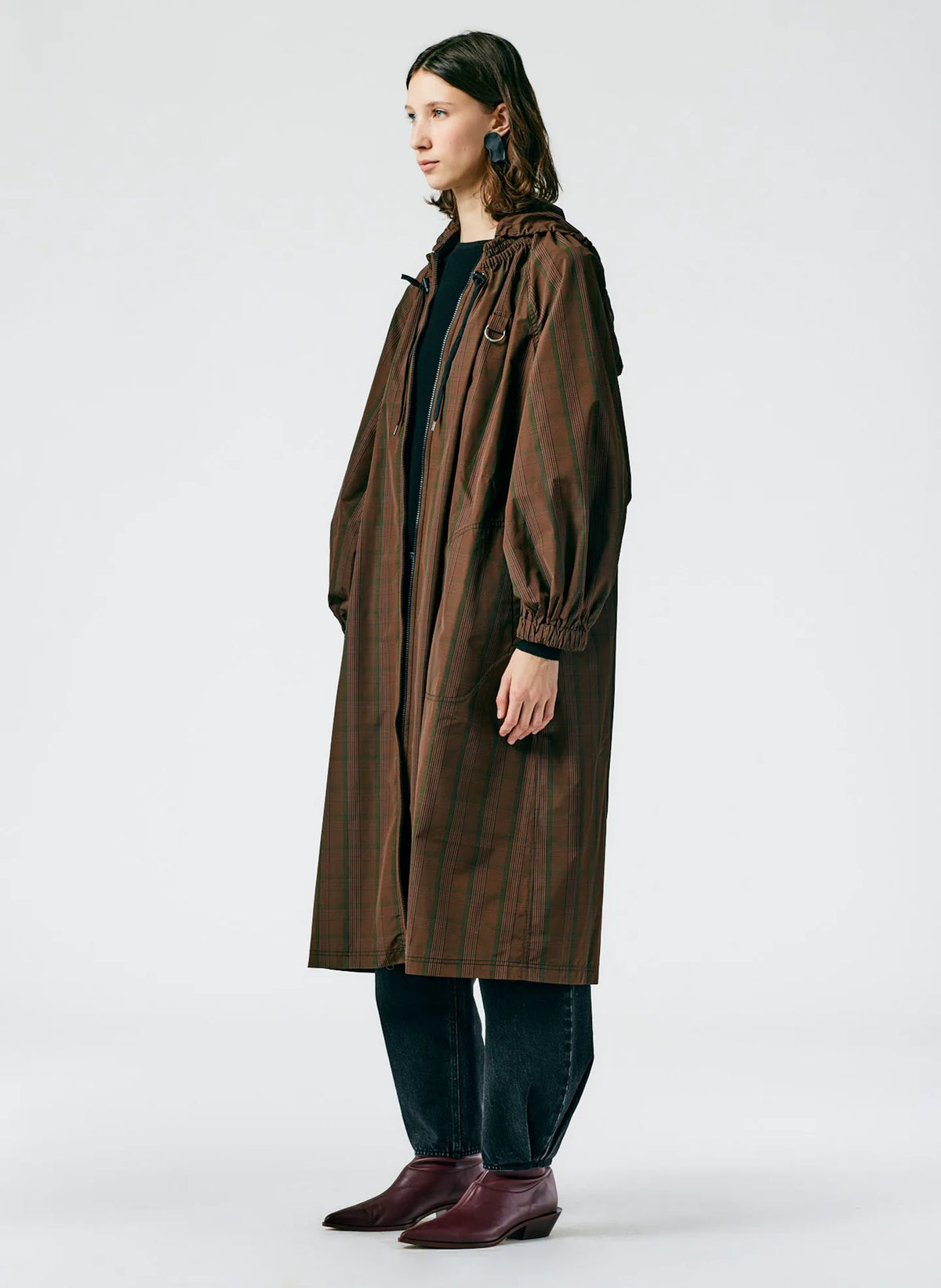 Plaid Tech Poly Long Anorak
