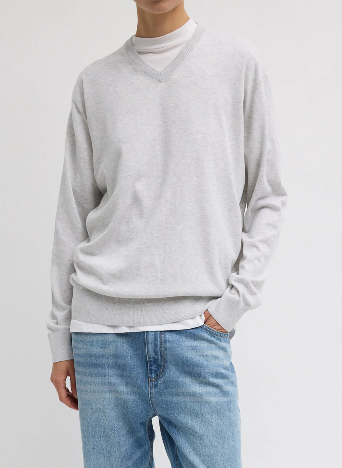 Super Fine Gauge Perfect V-Neck Men's Pullover