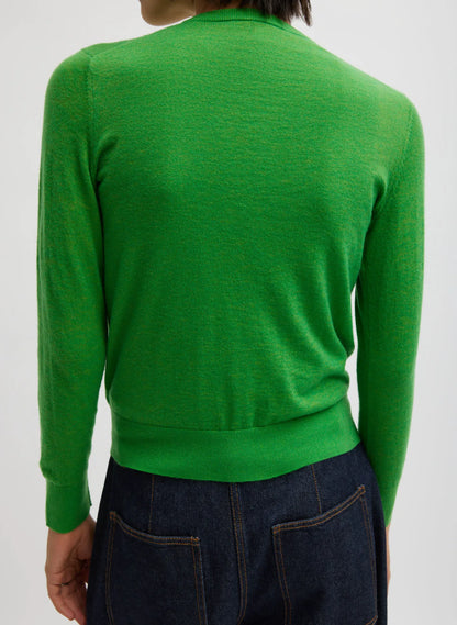 Skinlike Mercerized Wool Shrunken Cardigan