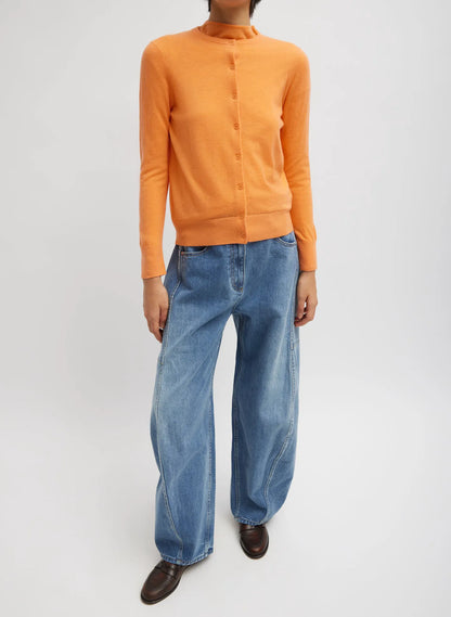 Skinlike Mercerized Wool Shrunken Cardigan