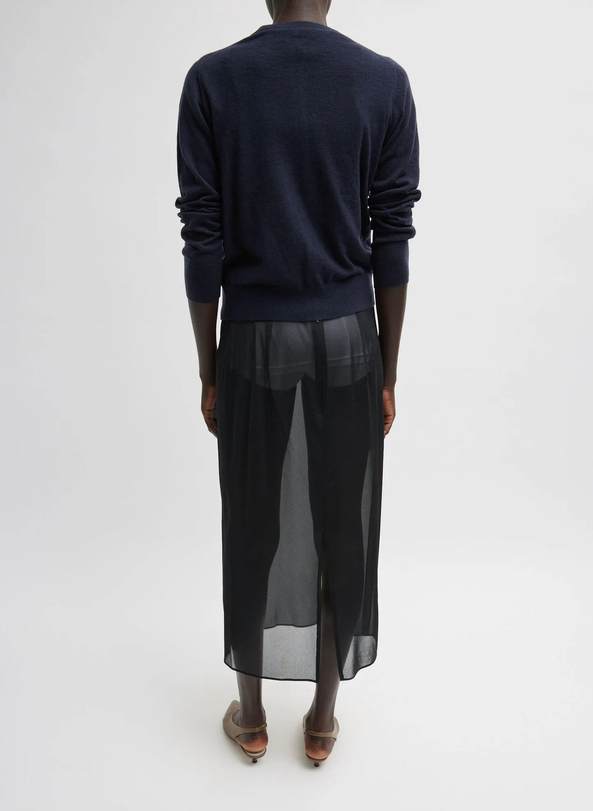 Skinlike Mercerized Wool Shrunken Cardigan