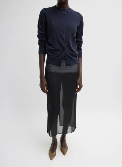 Skinlike Mercerized Wool Shrunken Cardigan