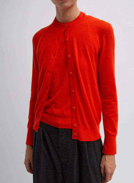 Skinlike Mercerized Wool Shrunken Cardigan
