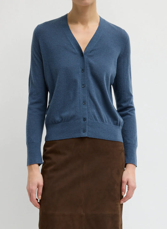 Skinlike Mercerized Wool V-Neck Shrunken Cardigan