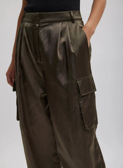 Shiny Nylon Pleated Stella Cargo Pant