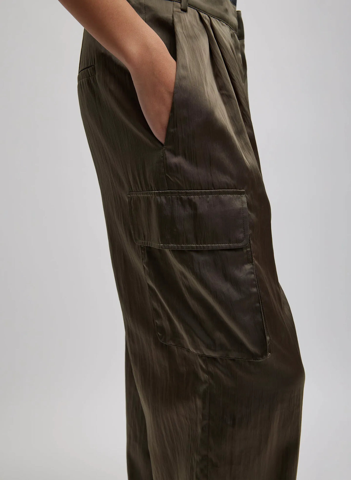 Shiny Nylon Pleated Stella Cargo Pant