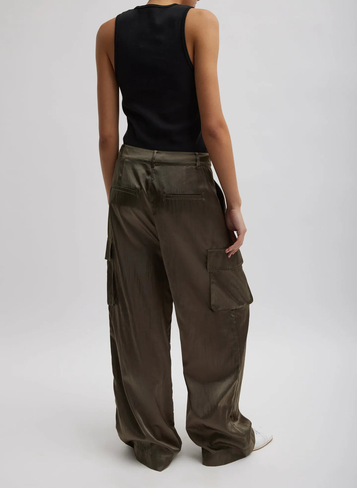 Shiny Nylon Pleated Stella Cargo Pant
