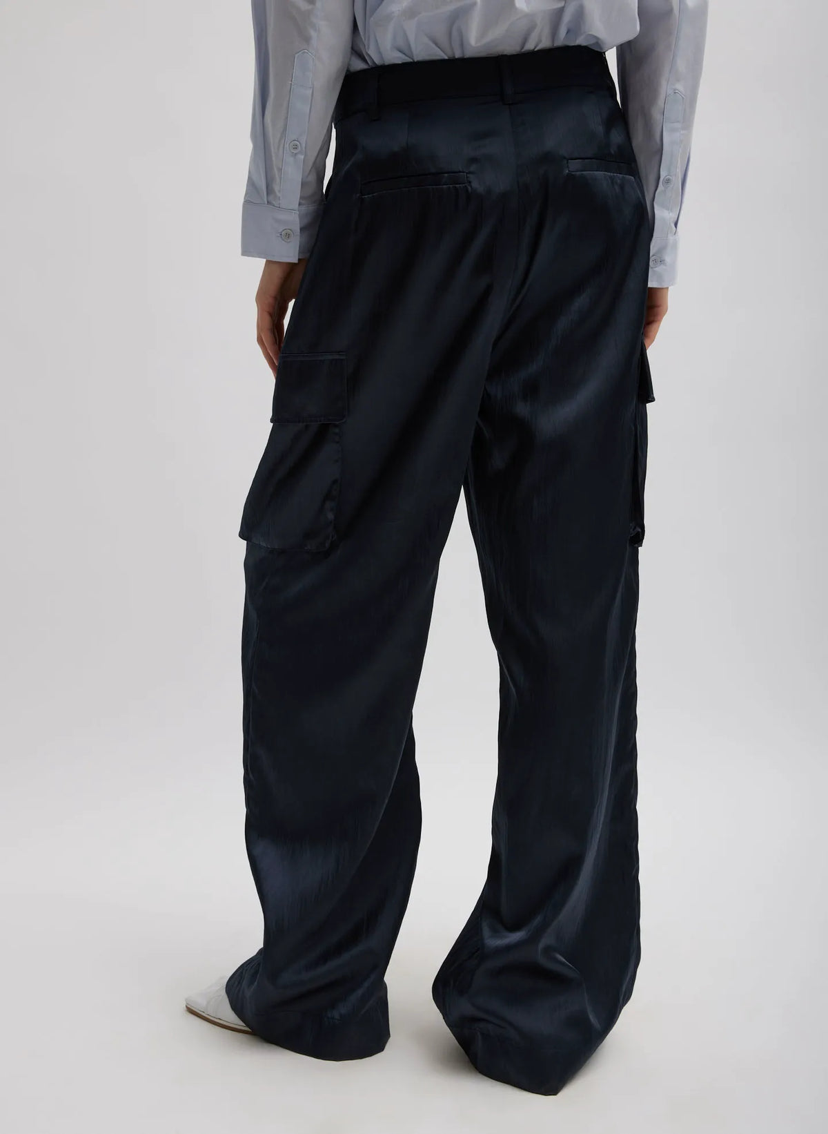 Shiny Nylon Pleated Stella Cargo Pant
