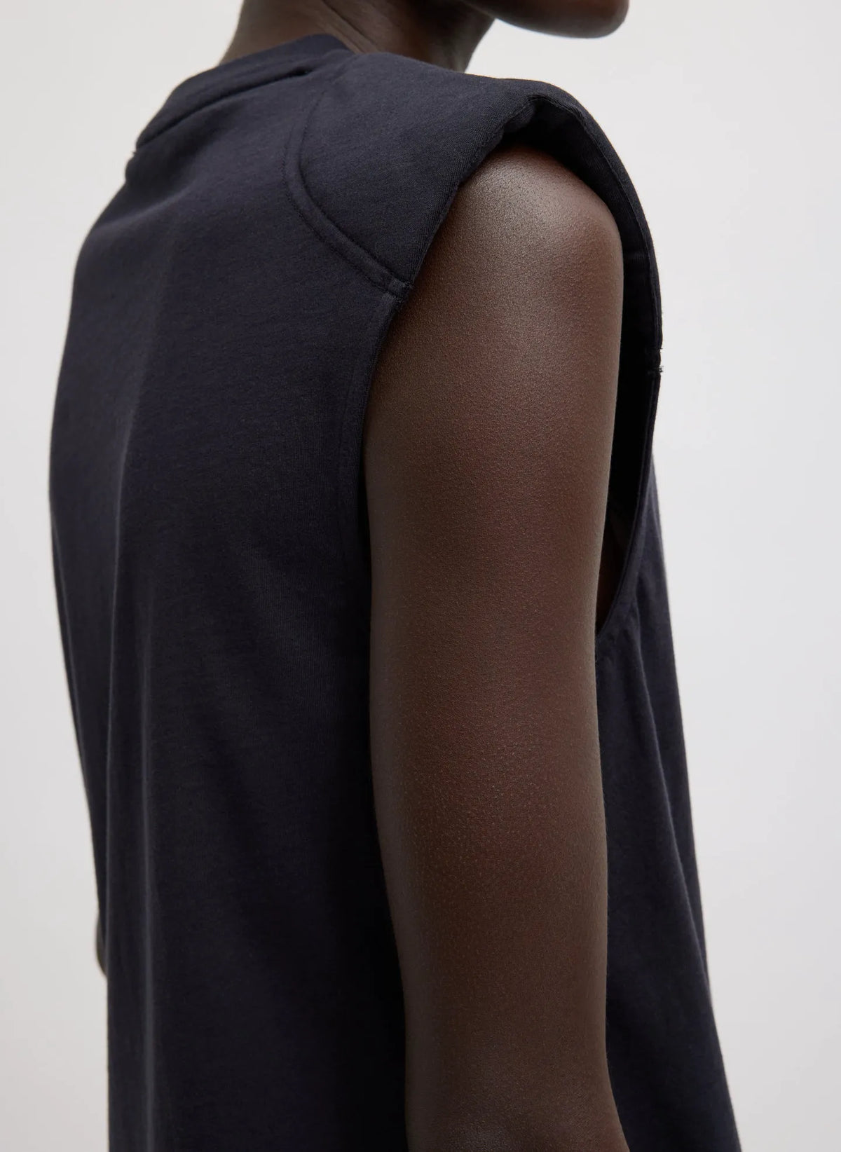 Padded Shoulder Sleeveless T-Shirt