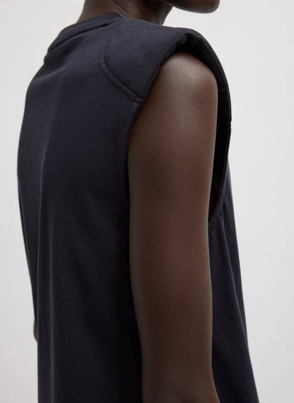 Padded Shoulder Sleeveless T-Shirt