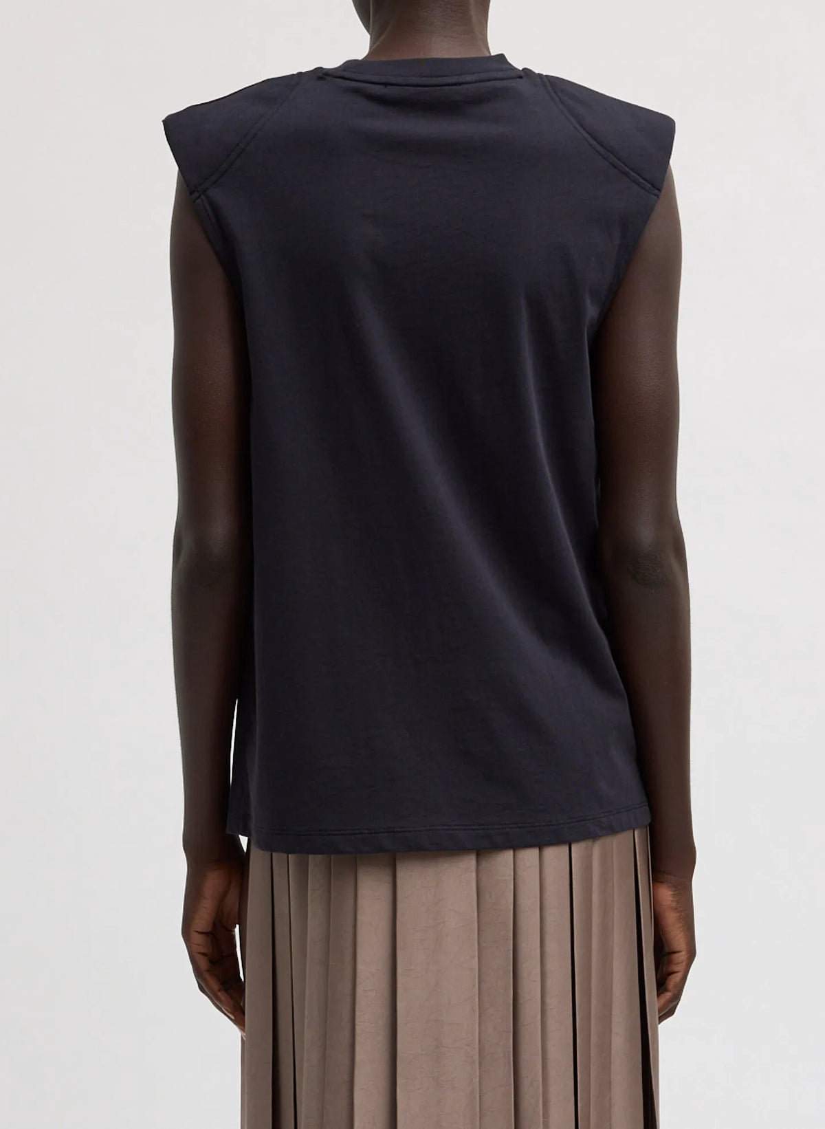 Padded Shoulder Sleeveless T-Shirt