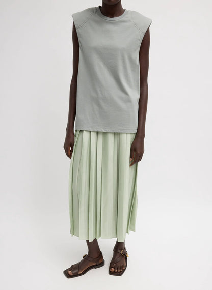 Padded Shoulder Sleeveless T-Shirt