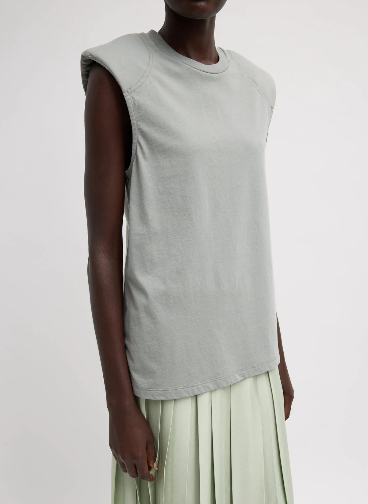 Padded Shoulder Sleeveless T-Shirt