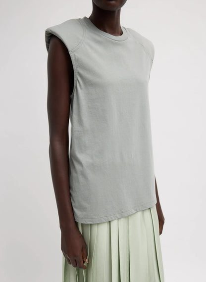 Padded Shoulder Sleeveless T-Shirt