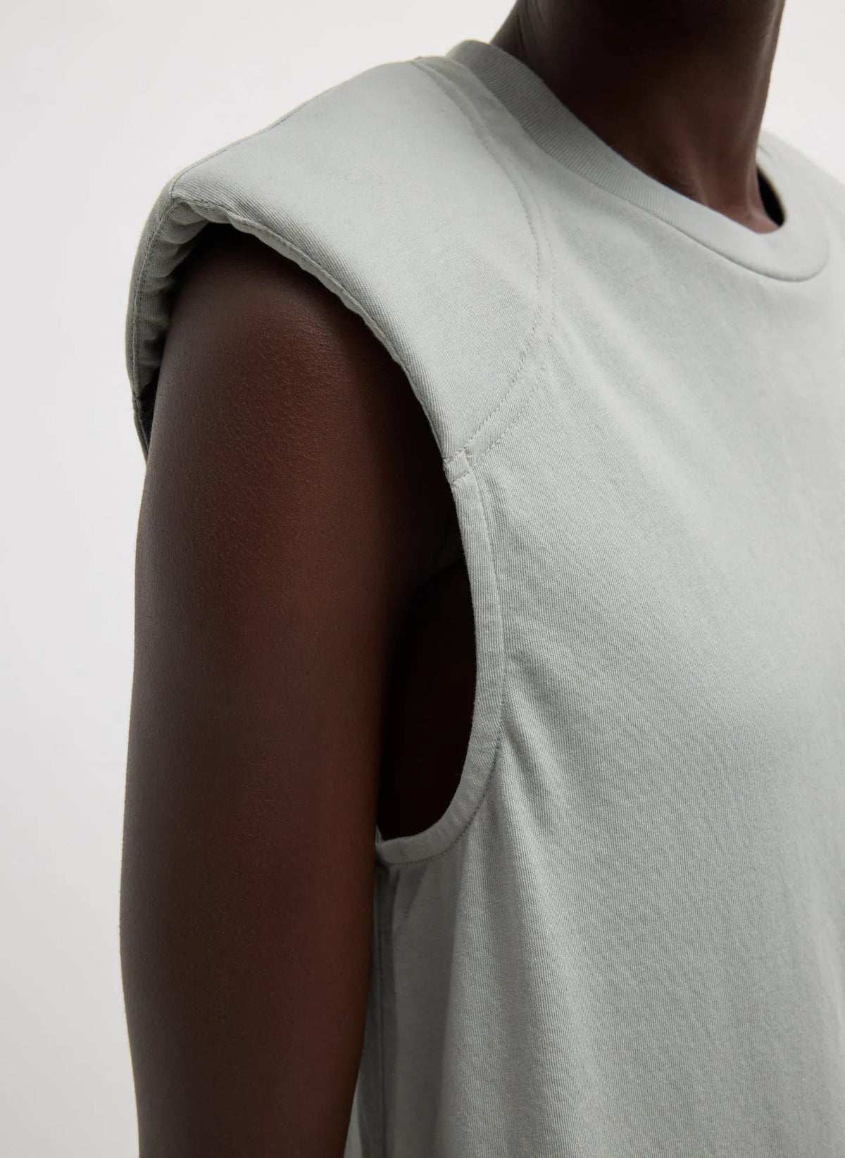 Padded Shoulder Sleeveless T-Shirt