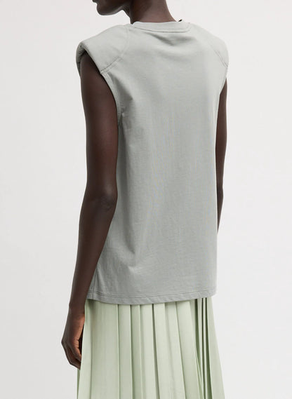 Padded Shoulder Sleeveless T-Shirt