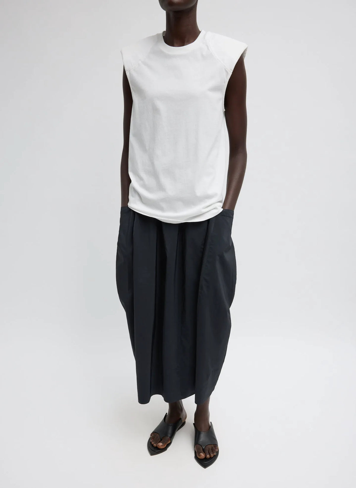 Padded Shoulder Sleeveless T-Shirt
