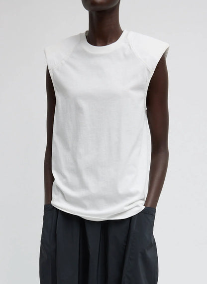 Padded Shoulder Sleeveless T-Shirt