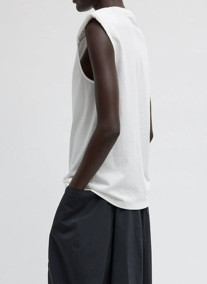 Padded Shoulder Sleeveless T-Shirt