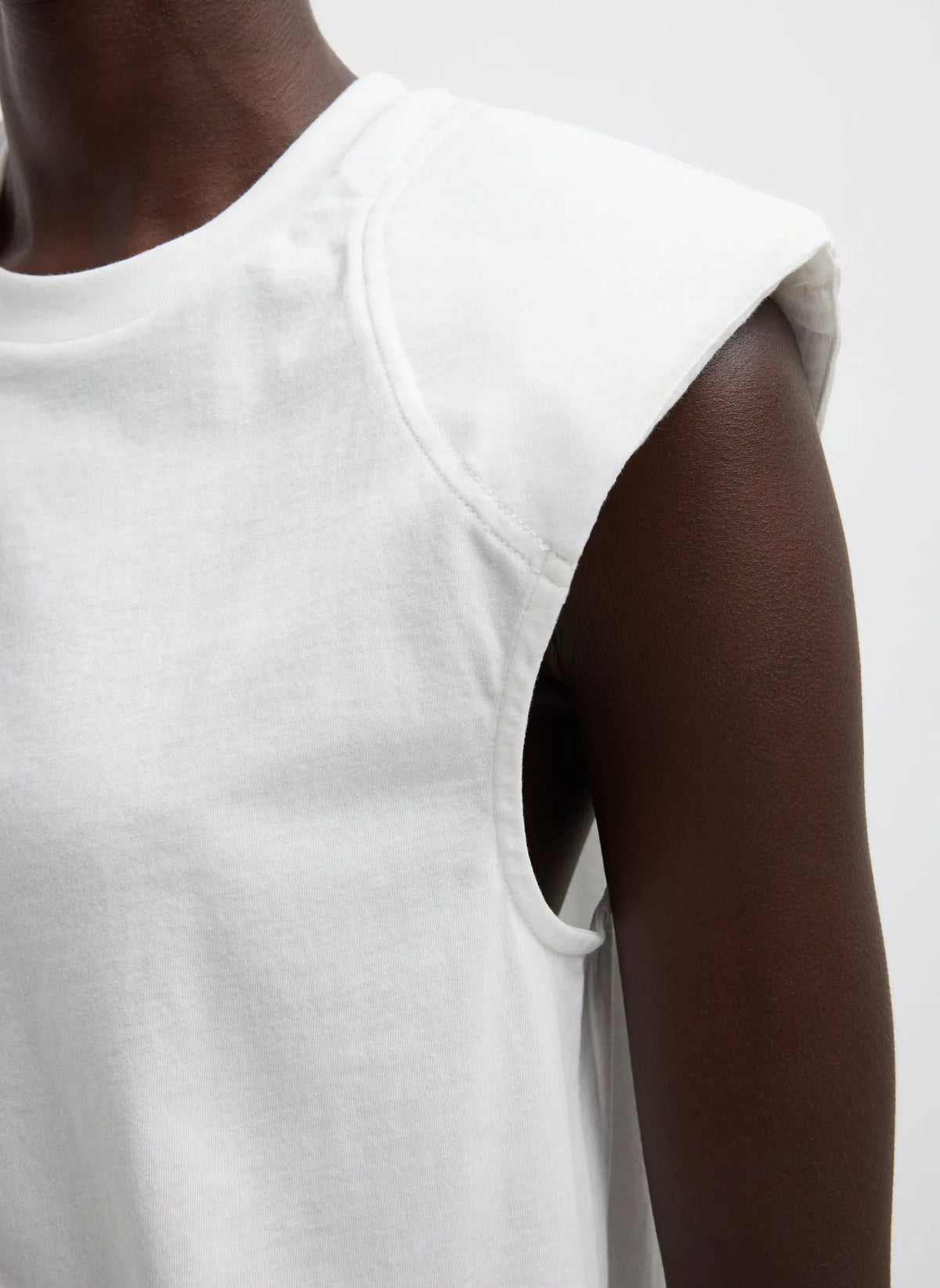 Padded Shoulder Sleeveless T-Shirt