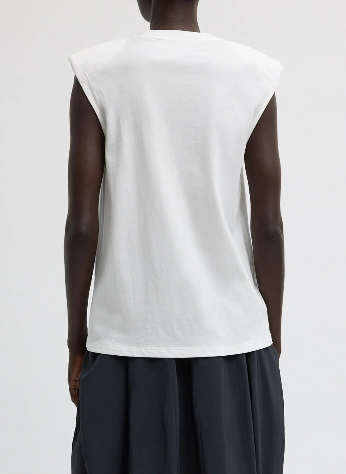 Padded Shoulder Sleeveless T-Shirt