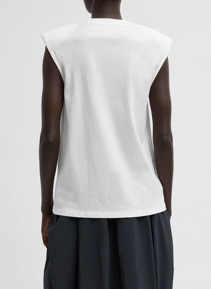 Padded Shoulder Sleeveless T-Shirt