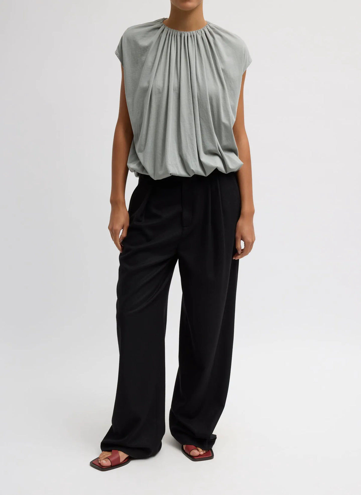 Shirred Neck Circular T-Shirt