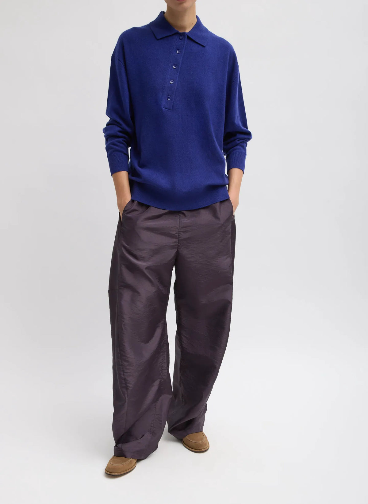 Washable Cashmere Easy Polo Sweater