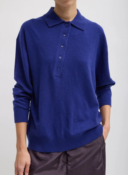 Washable Cashmere Easy Polo Sweater