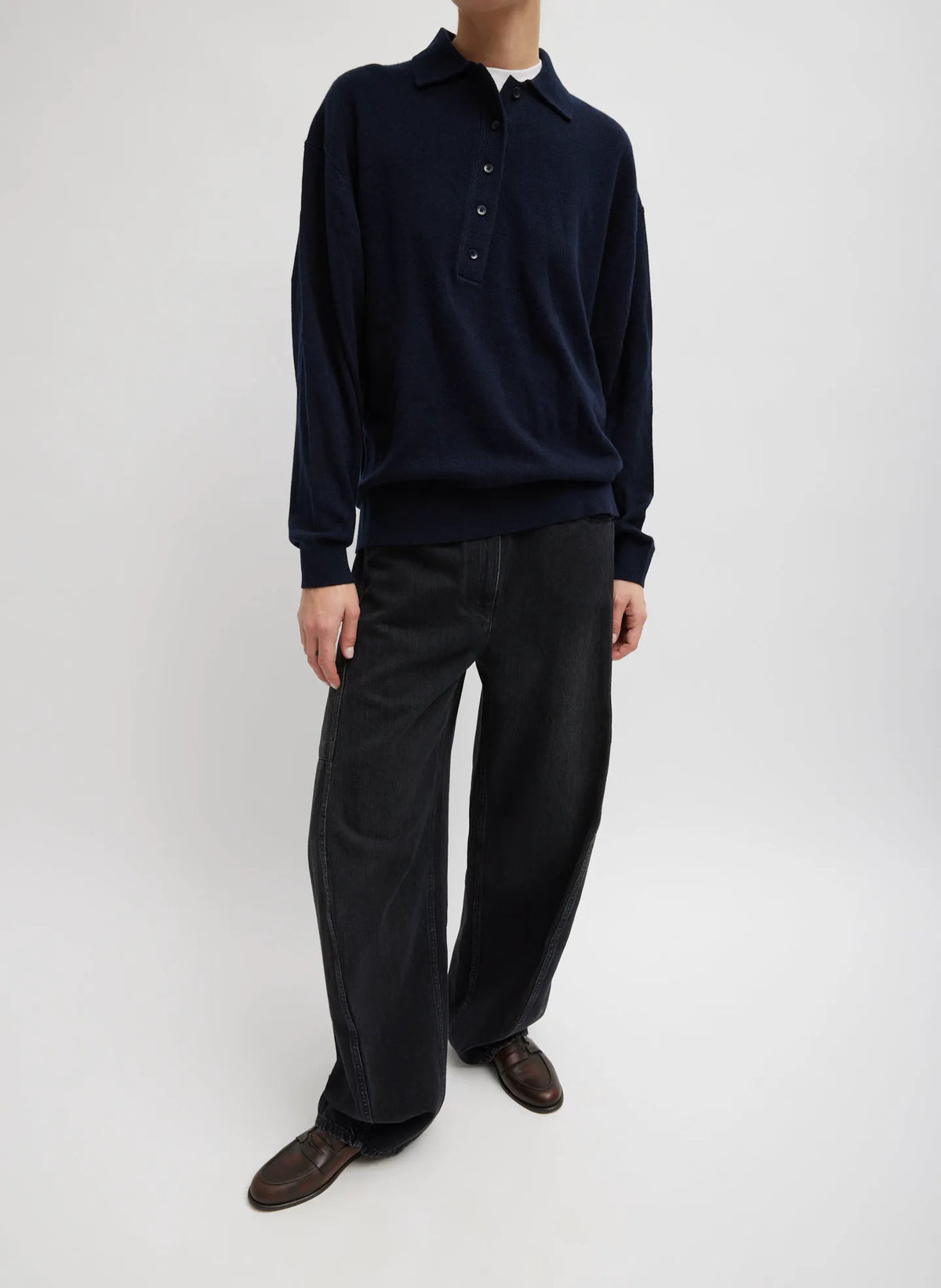 Washable Cashmere Easy Polo Sweater