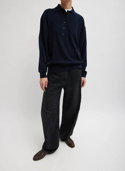 Washable Cashmere Easy Polo Sweater