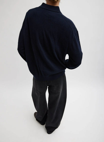 Washable Cashmere Easy Polo Sweater
