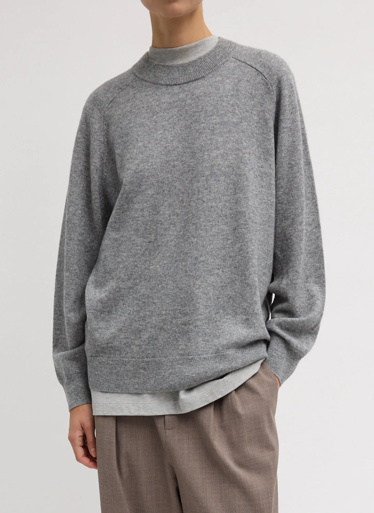 Washable Cashmere Crewneck Cut Out Sleeve Sweater