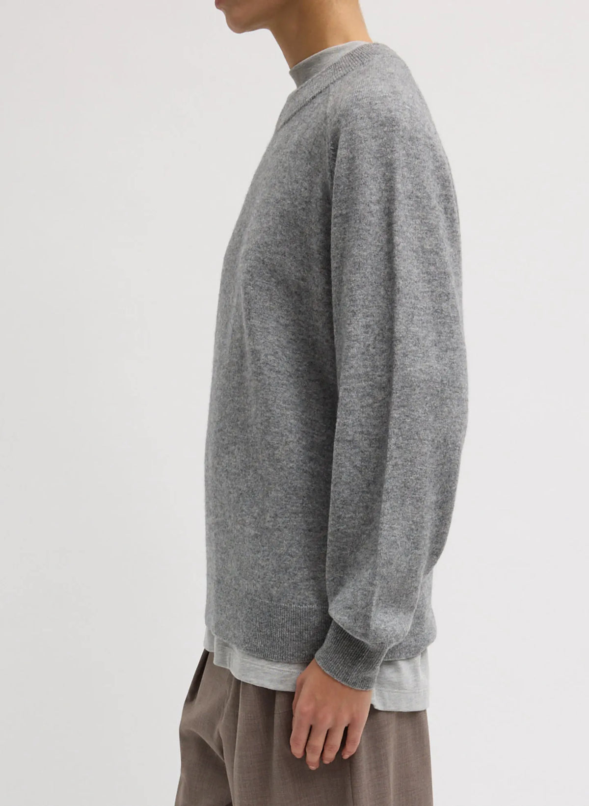 Washable Cashmere Crewneck Cut Out Sleeve Sweater