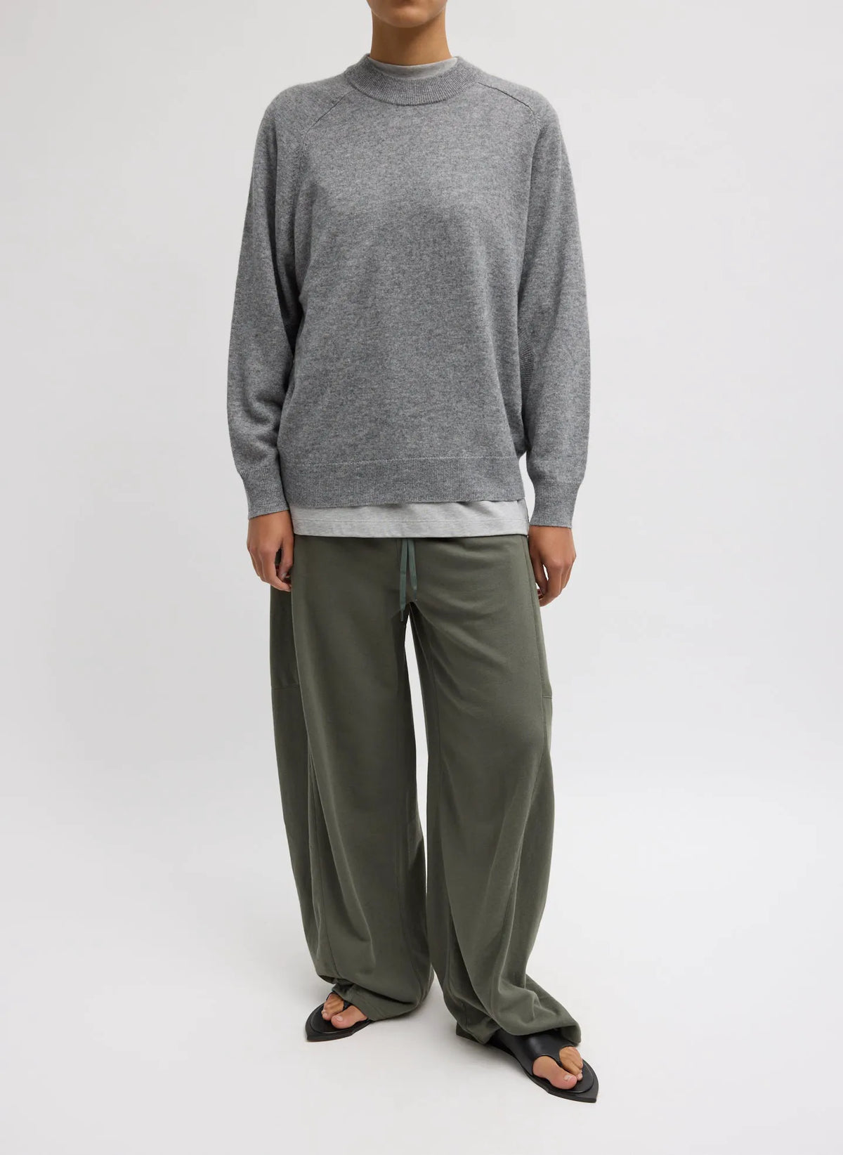 Washable Cashmere Crewneck Cut Out Sleeve Sweater
