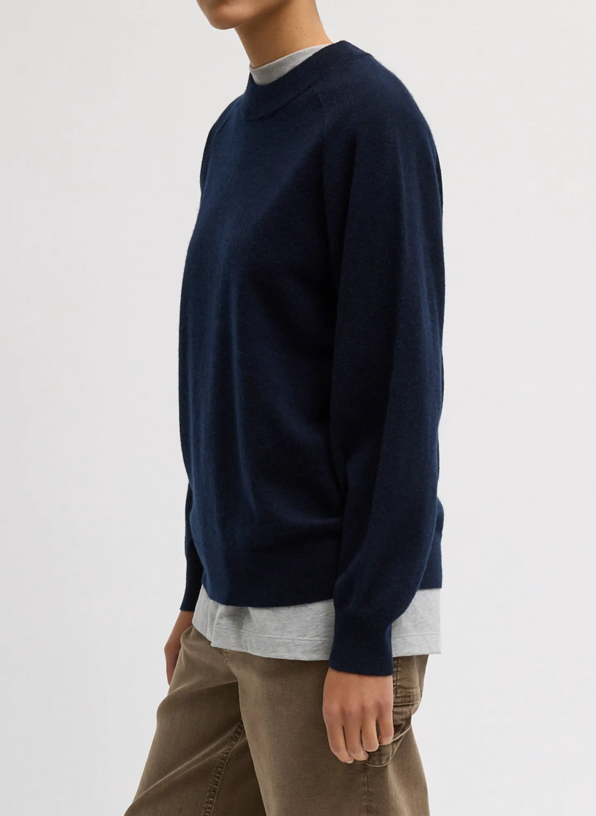 Washable Cashmere Crewneck Cut Out Sleeve Sweater