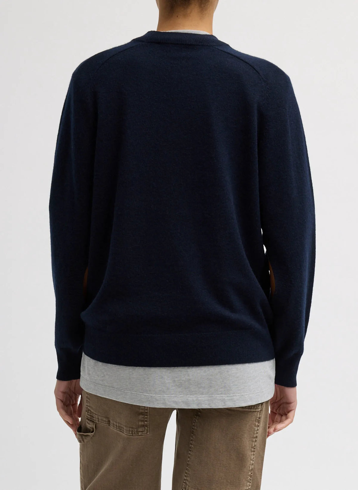 Washable Cashmere Crewneck Cut Out Sleeve Sweater