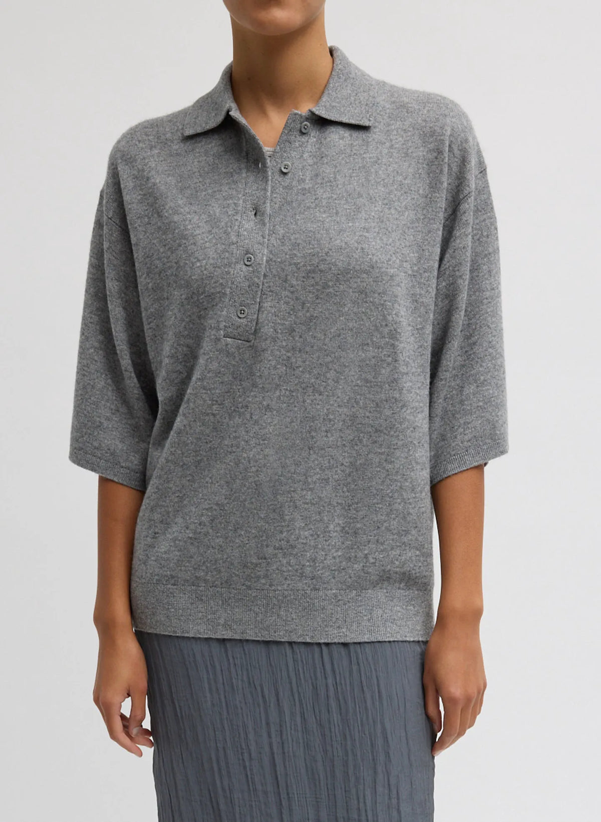 Washable Cashmere Oversized Easy Polo
