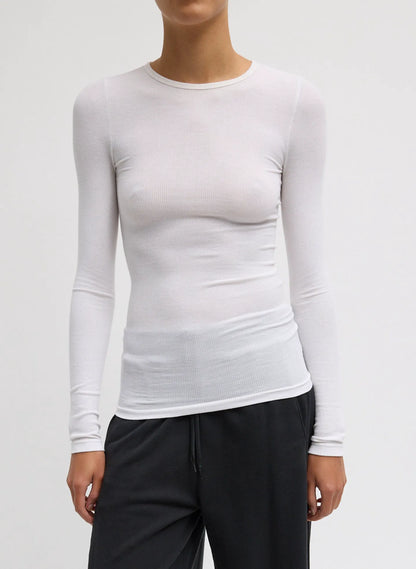 Circular Ribbed Crewneck Pullover T-Shirt