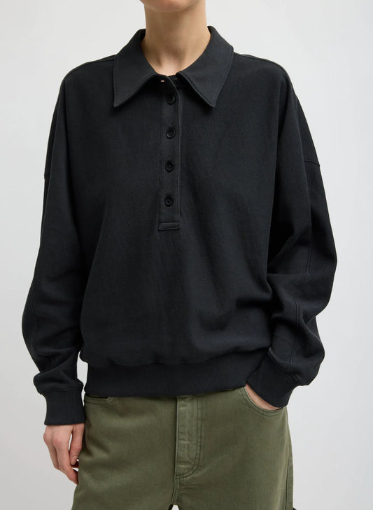 Light Weight Sweatshirting Polo Collar Sweatshirt