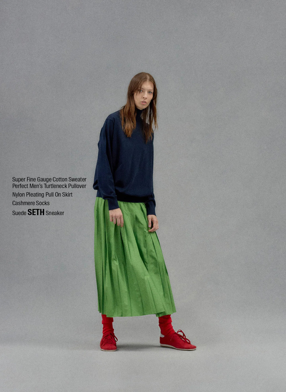 Nylon Pleated Pull On Skirt