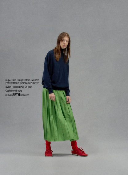 Nylon Pleated Pull On Skirt
