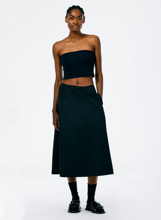 Italian Sporty Nylon Side Shirred Circle Skirt
