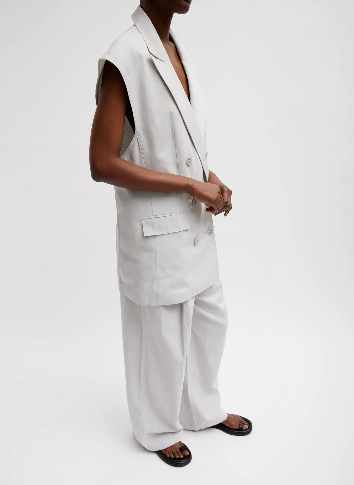 Drapey Suiting Oversized Double Breasted Vest