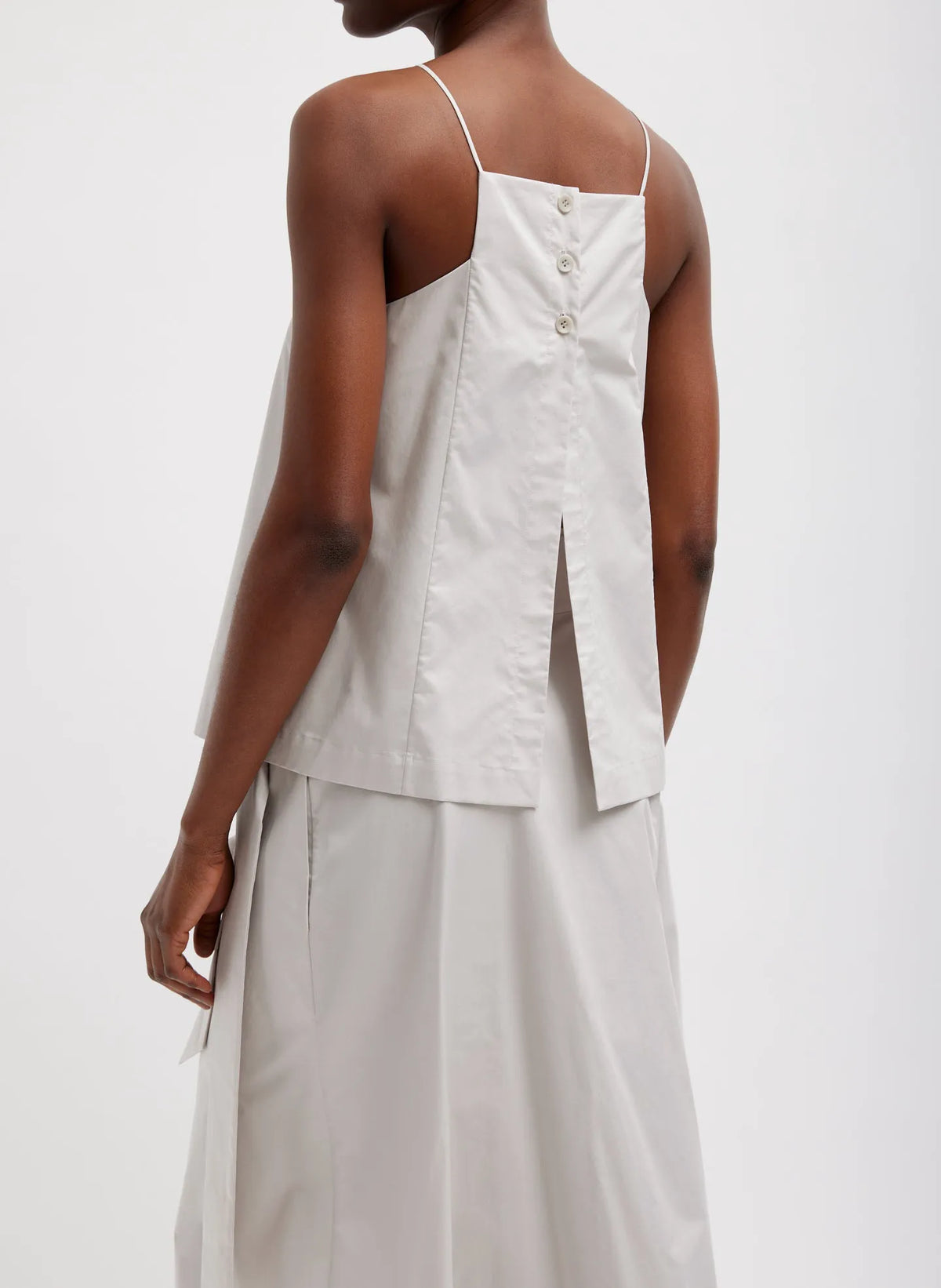 Eco Poplin Cropped Square Neck Criss Cross Tank