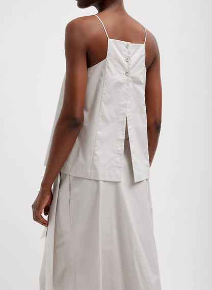 Eco Poplin Cropped Square Neck Criss Cross Tank