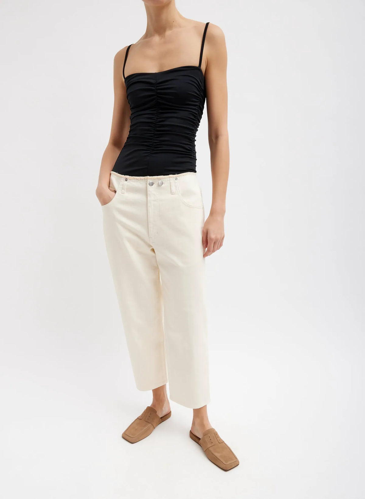 Garment Dyed Stretch Twill Cropped Newman Jean